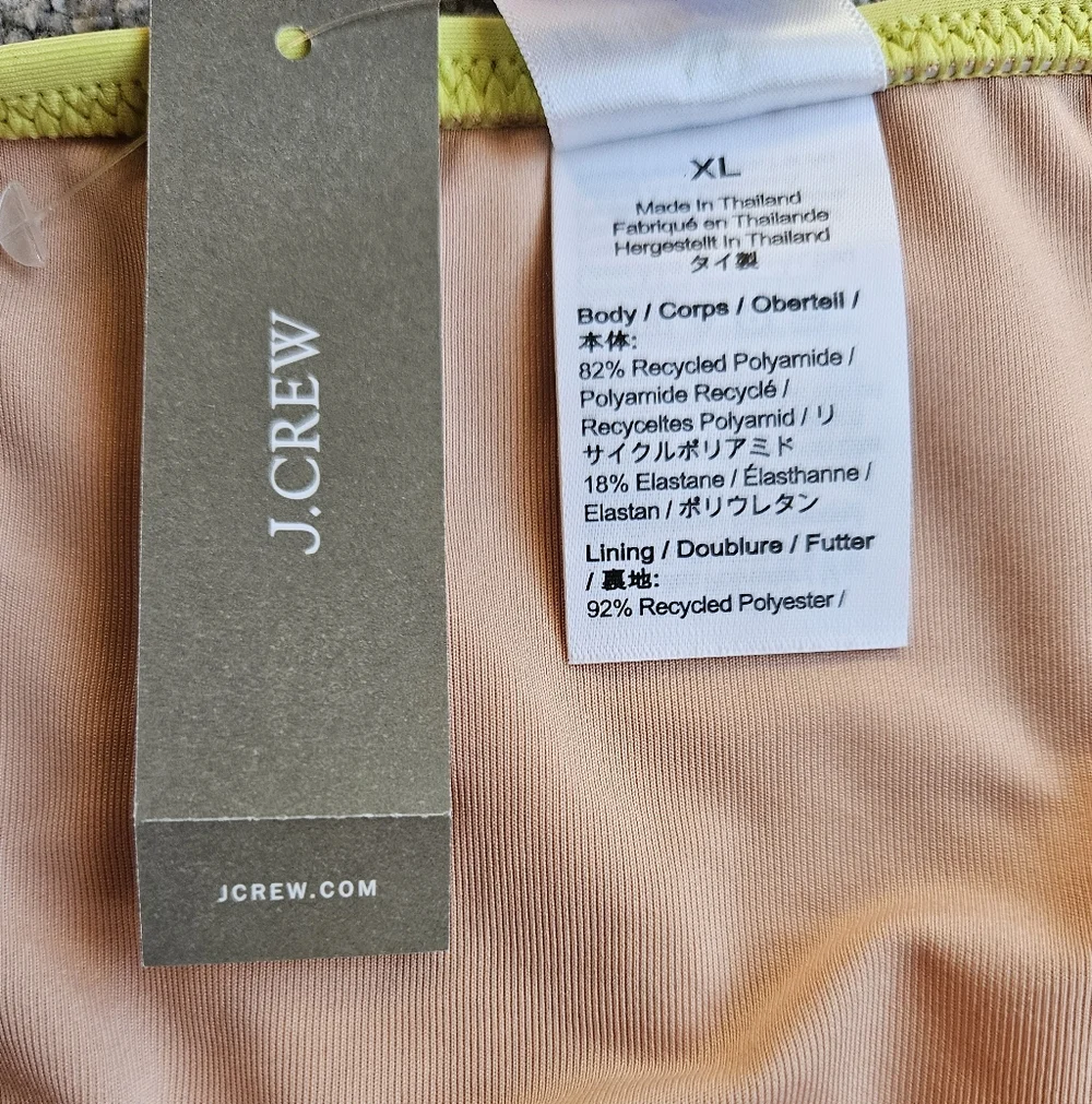 J.Crew High Cut Leg Mid Rise Cheeky Bikini Bottom, XL, Yellow